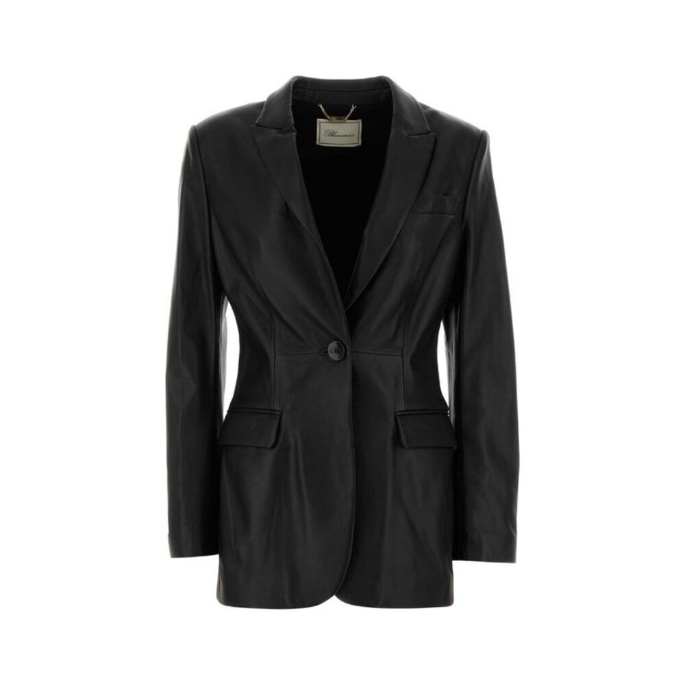 Blumarine Women Black Leather Blazer